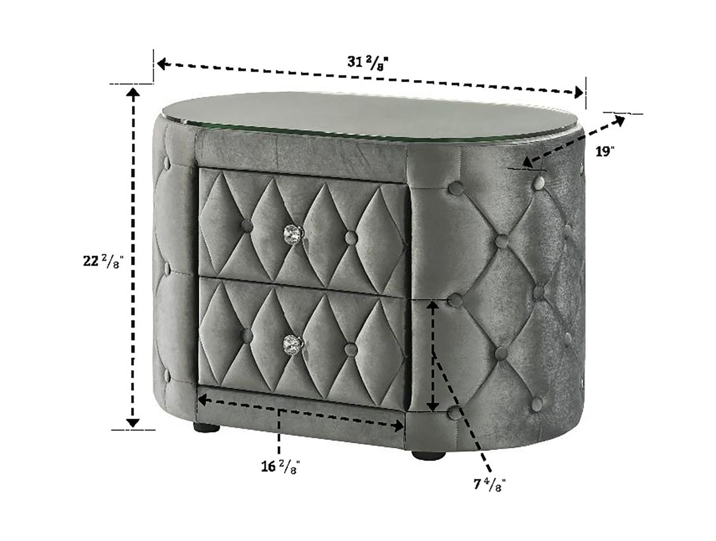 Luxurious King Size Bed Nightstand Deeply Tufted Headboard Nail Head Trim Upholstery Grey Velvet Footboard Integrated Television Lift Mechanism Built - in Electric Fireplace Storage 3pc Set - Love All Things Home