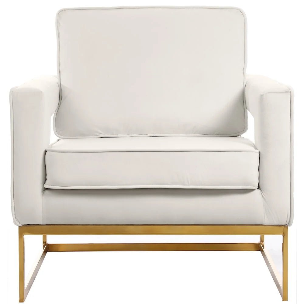 Noah Cream Velvet Accent Chair with Gold Iron Base - Love All Things Home