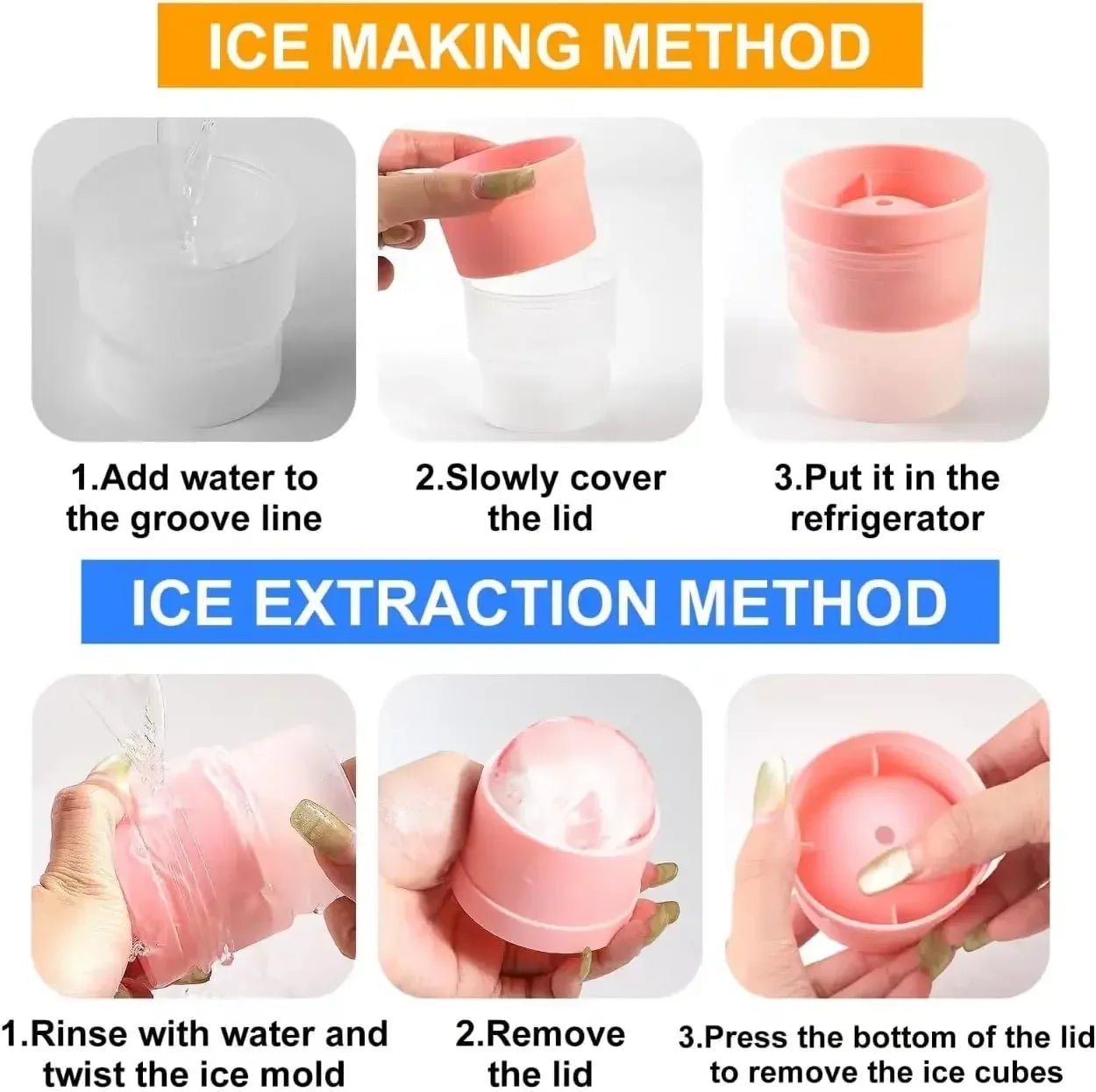 1 - 20PCS Large Ice Ball Mold Silicone Whiskey Ice Maker for Cocktails Ice Cube Tray - Love All Things Home