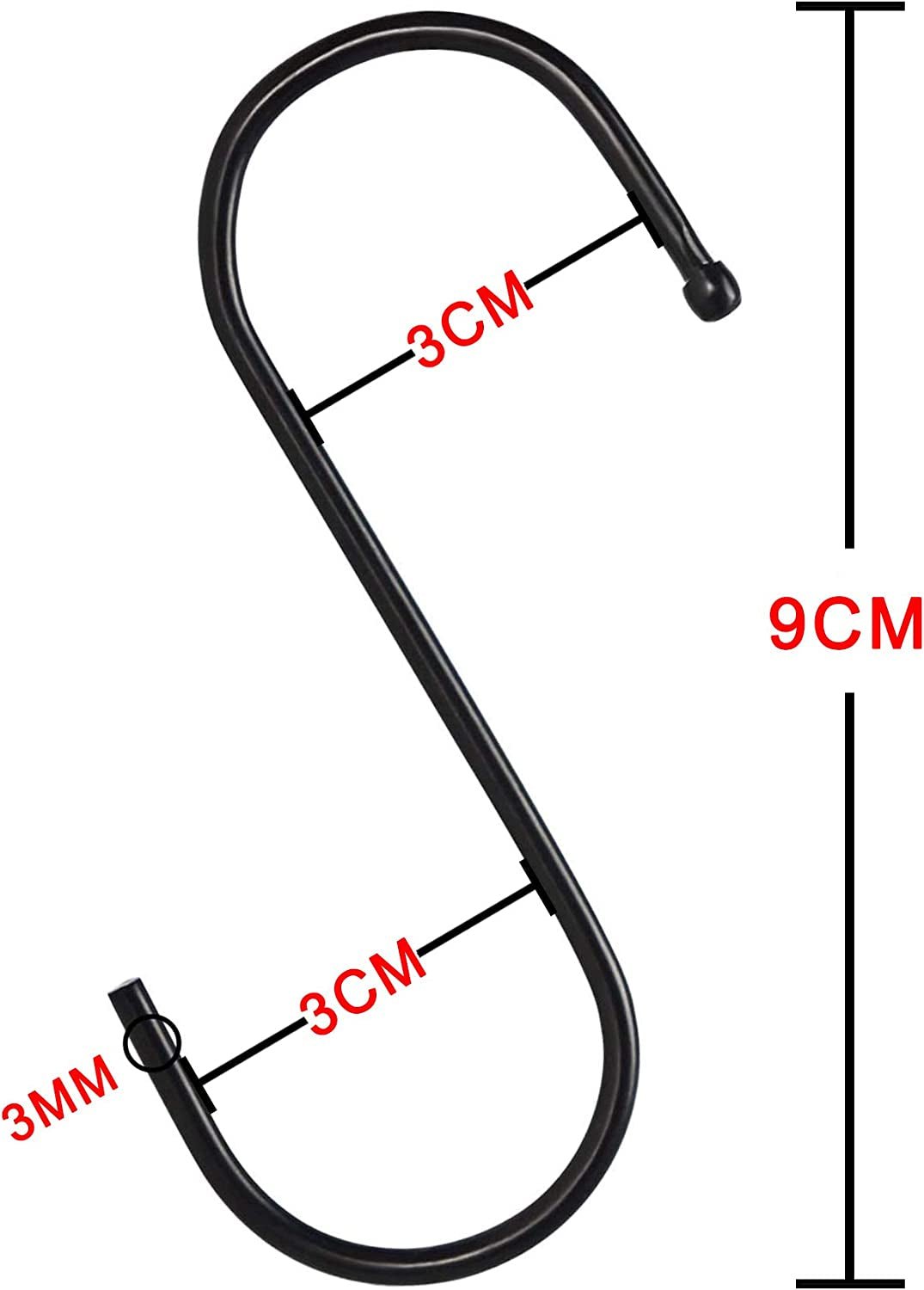 10 Pack 3.5 Inch Heavy Duty S Hooks for Plants, Outdoor, Light, Cup, Large Hangers - Black - Love All Things Home