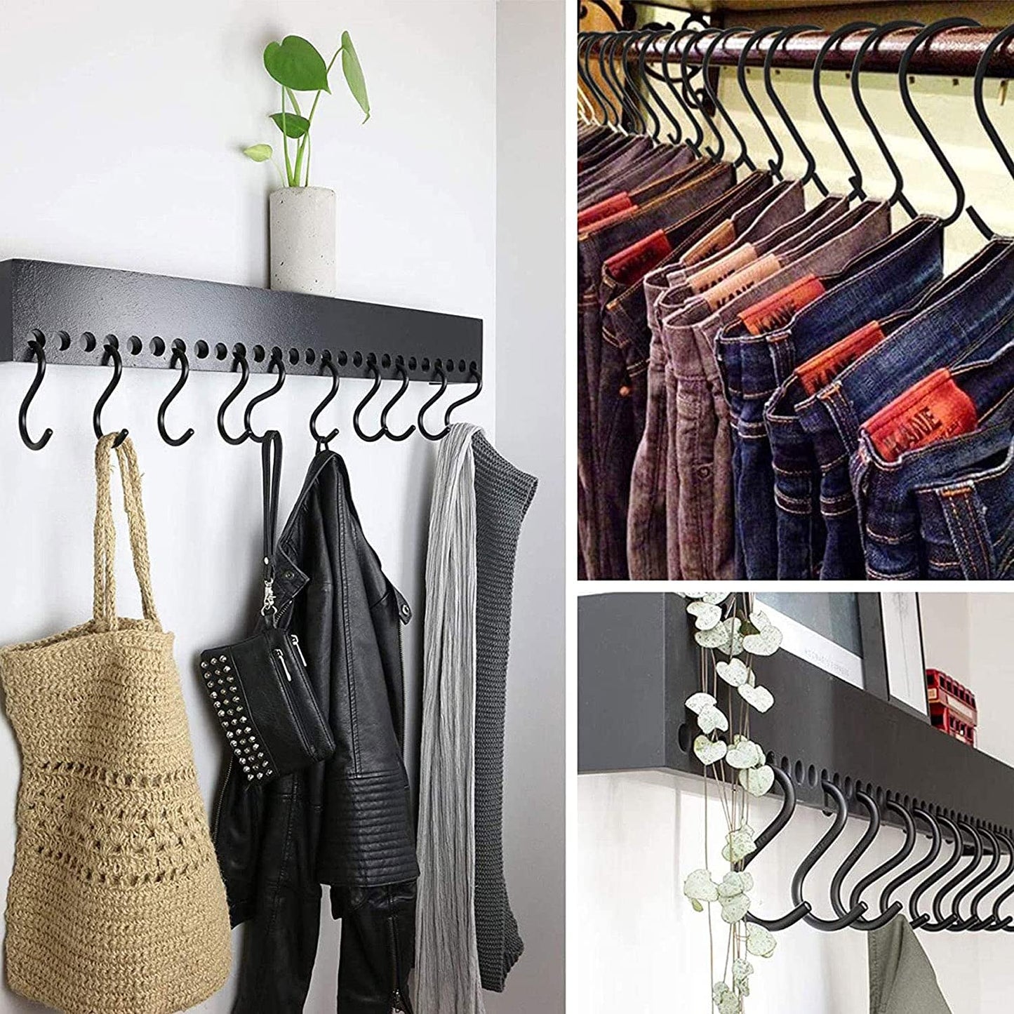 10 Pack 3.5 Inch Heavy Duty S Hooks for Plants, Outdoor, Light, Cup, Large Hangers - Black - Love All Things Home