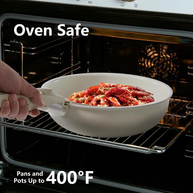 12 Pcs Pots and Pans Set Nonstick - Kitchen Cookware Set with Detachable Handle, Induction Cookware, Dishwasher Oven Safe - Love All Things Home