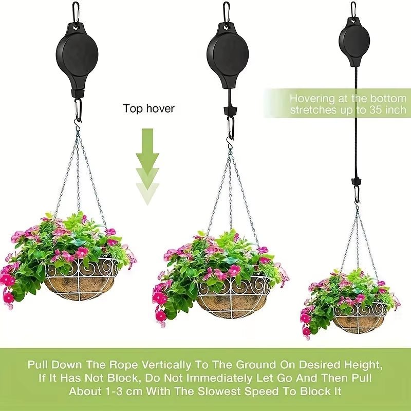 1/2/3/4Pcs Plant Hook Pulley, Retractable Plant Hanger Easy Reach Hanging Flower Basket for Garden Baskets Pots and Birds Feeder - Love All Things Home