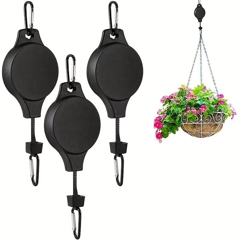 1/2/3/4Pcs Plant Hook Pulley, Retractable Plant Hanger Easy Reach Hanging Flower Basket for Garden Baskets Pots and Birds Feeder - Love All Things Home