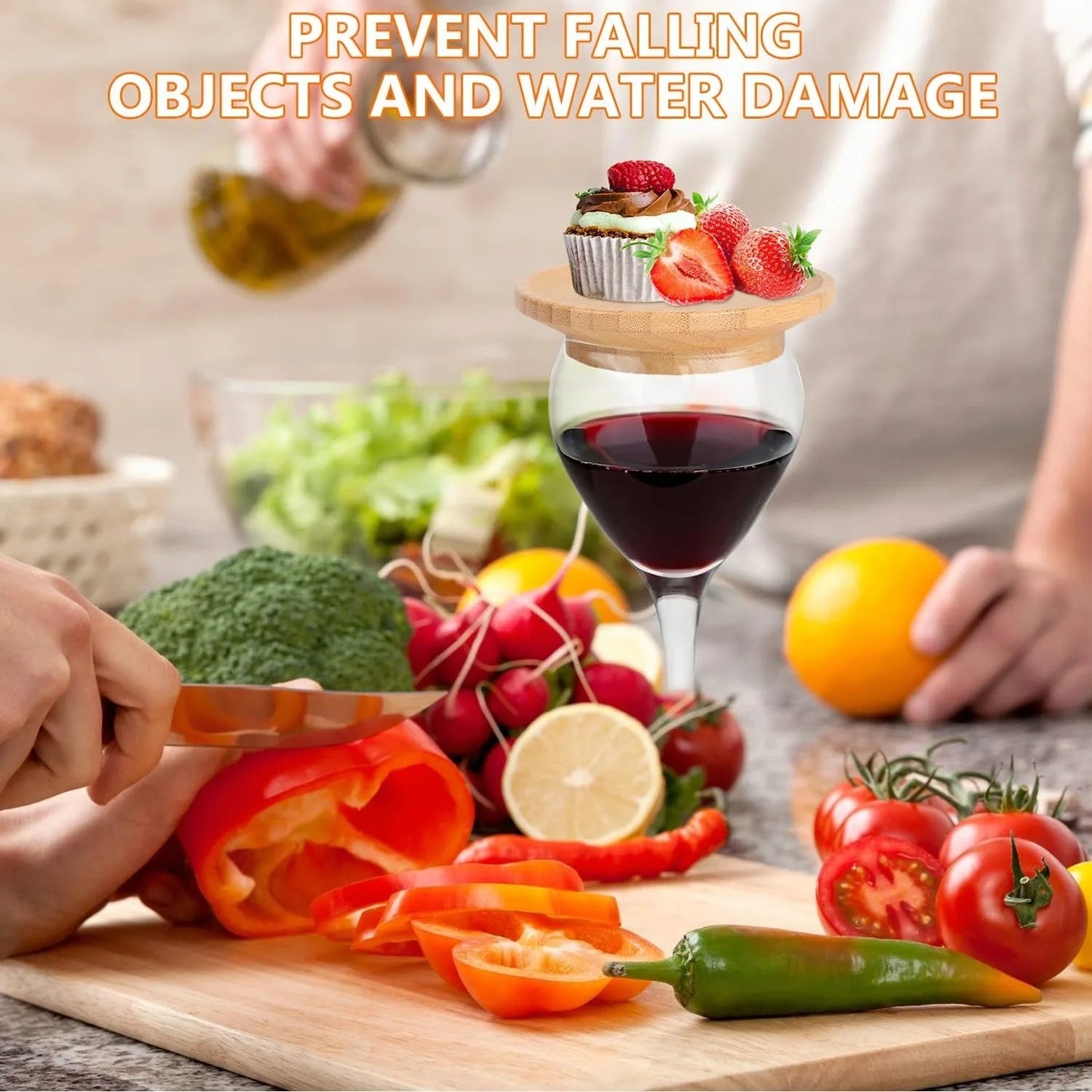 1/2/4 Pcs Bamboo Wine Glass Topper Coasters Plate Charcuterie Board Topper - Love All Things Home