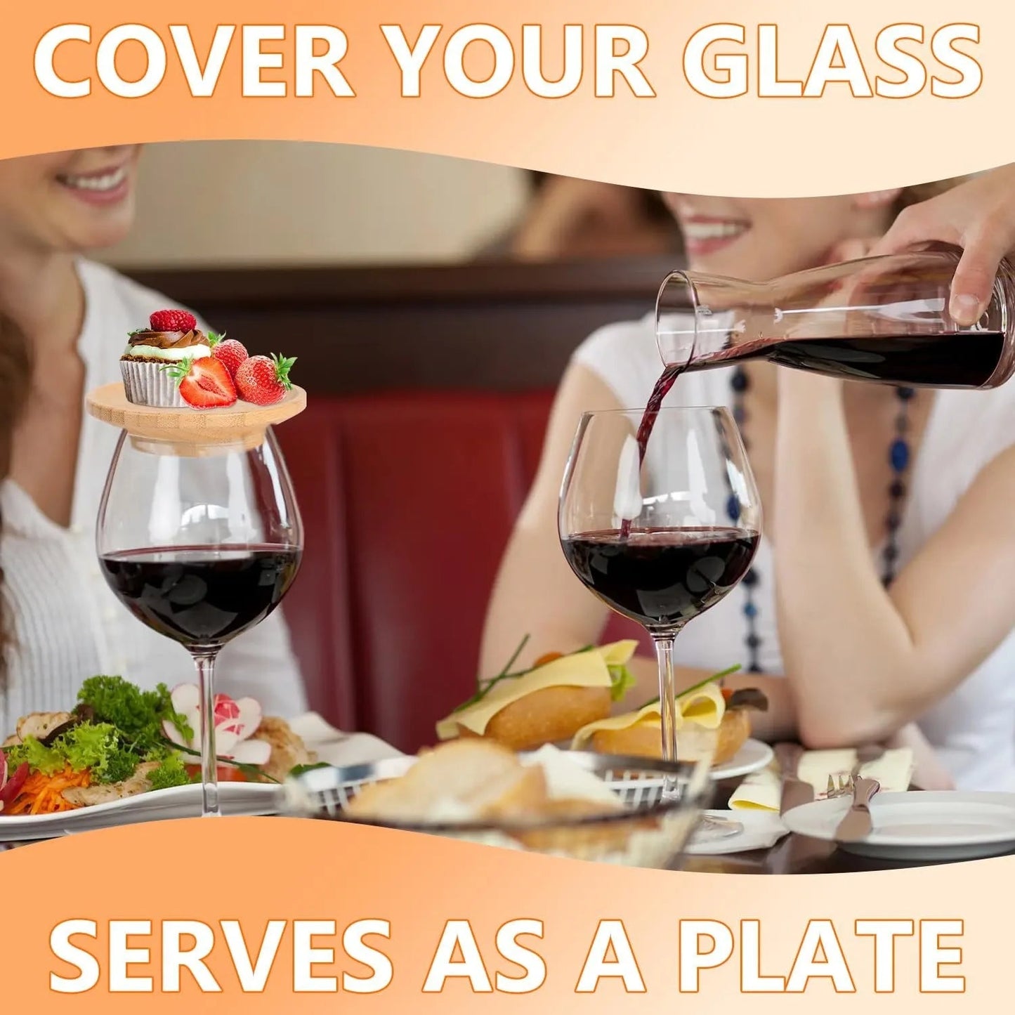 1/2/4 Pcs Bamboo Wine Glass Topper Coasters Plate Charcuterie Board Topper - Love All Things Home