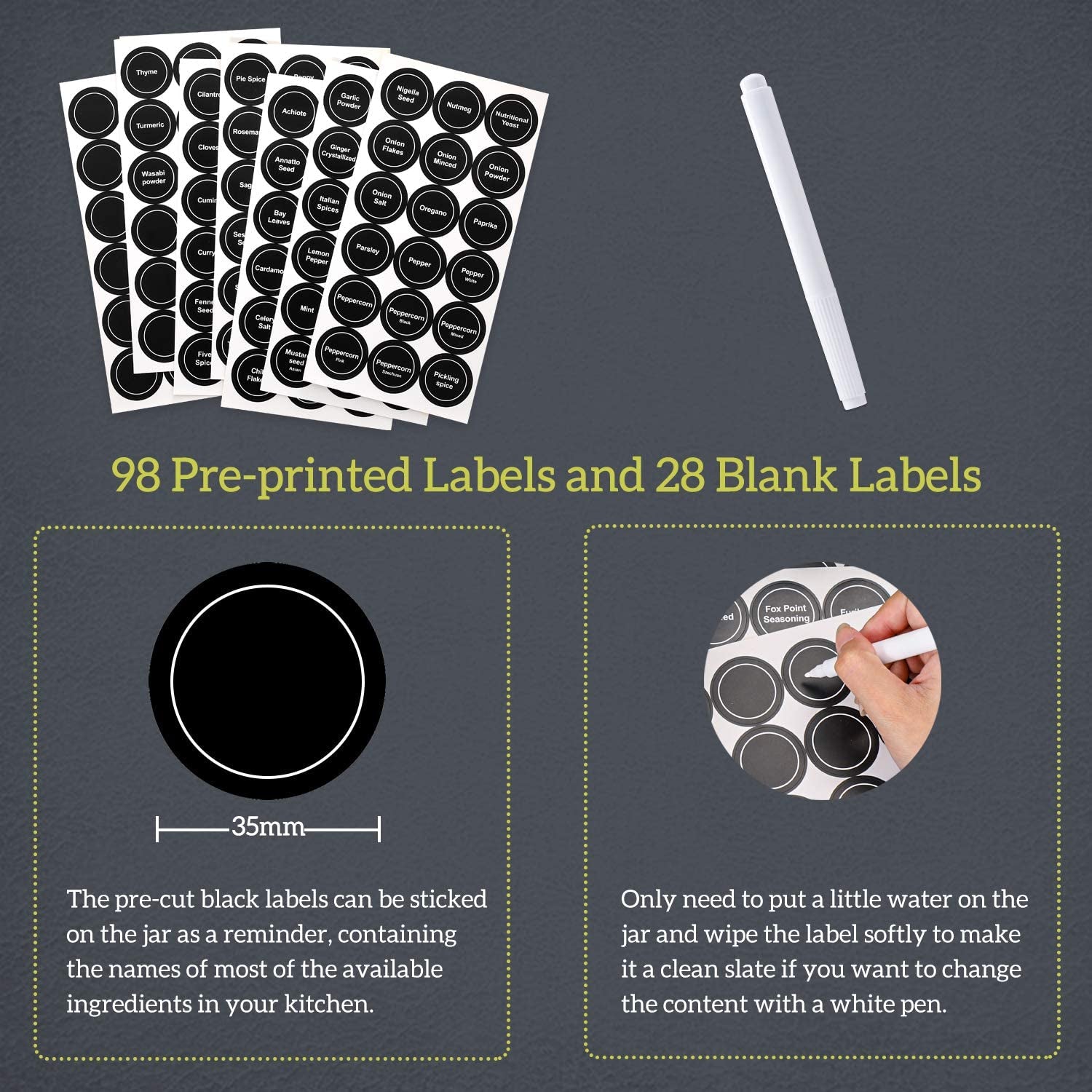 14 Pcs Glass Mason Spice Jars with Spice Labels - 4Oz Empty Spice Bottles - Shaker Lids and Airtight Metal Caps - Chalk Marker and Collapsible Funnel Included - for Herbs & Spices, Jelly, DIY & Crafts - Love All Things Home