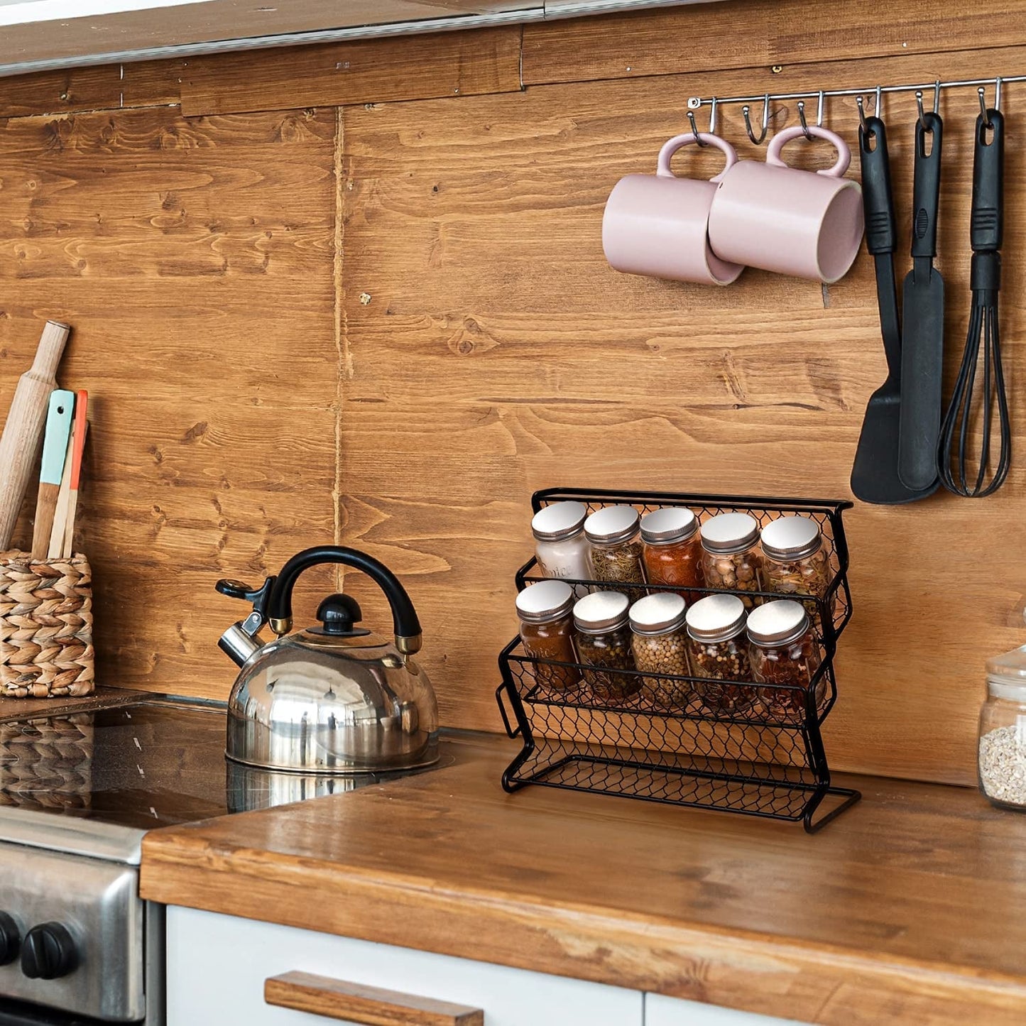 14 Pcs Glass Mason Spice Jars with Spice Labels - 4Oz Empty Spice Bottles - Shaker Lids and Airtight Metal Caps - Chalk Marker and Collapsible Funnel Included - for Herbs & Spices, Jelly, DIY & Crafts - Love All Things Home