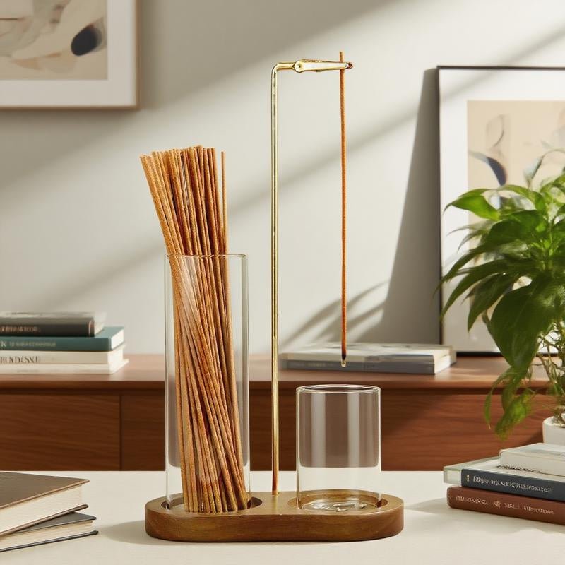 2 in 1 Incense & Candle Holder Natural Wood Base Aromatherapy Diffuser & Removable Glass