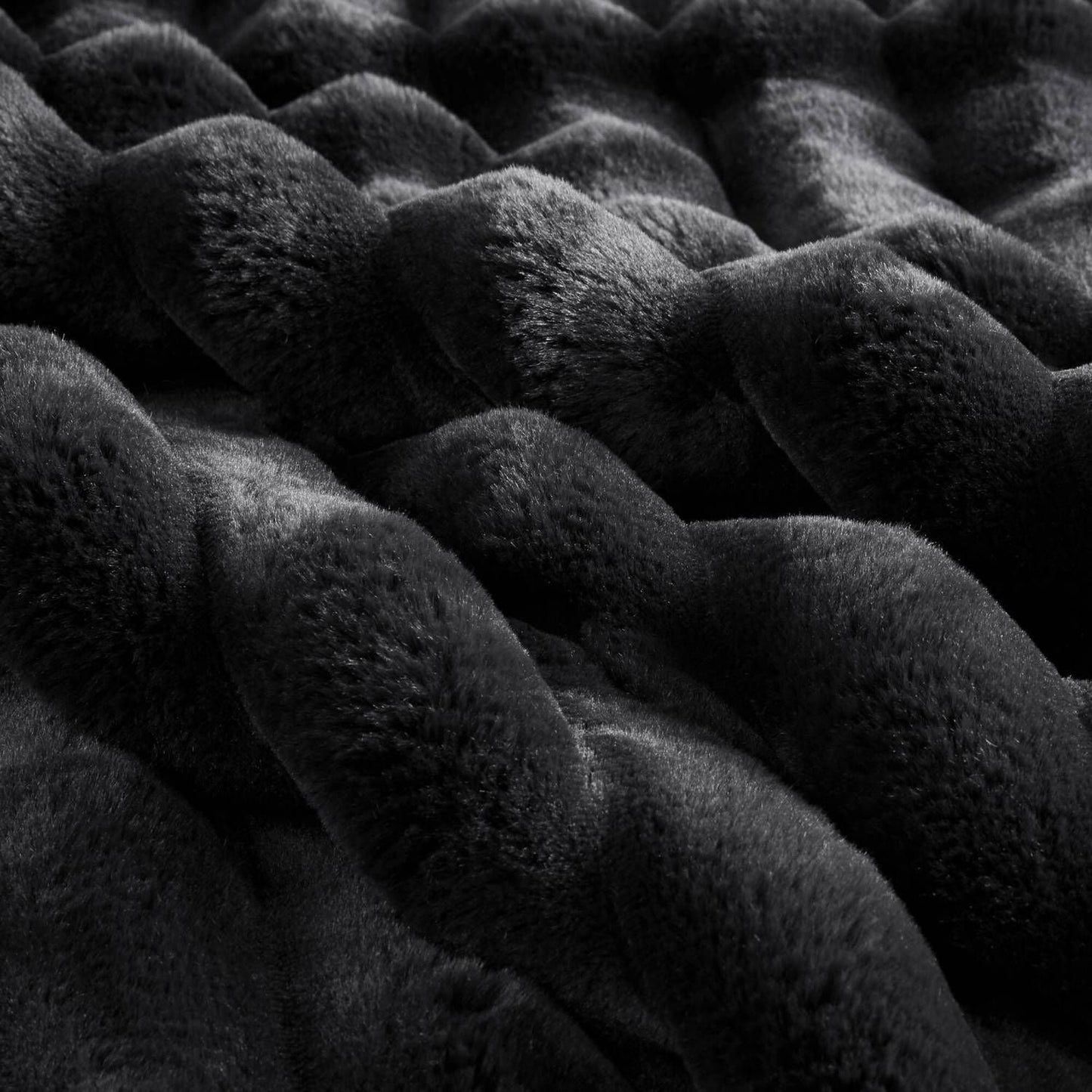 3 PCS King Ultrasoft Faux Fur Ribbed Comforter Set Black - Love All Things Home