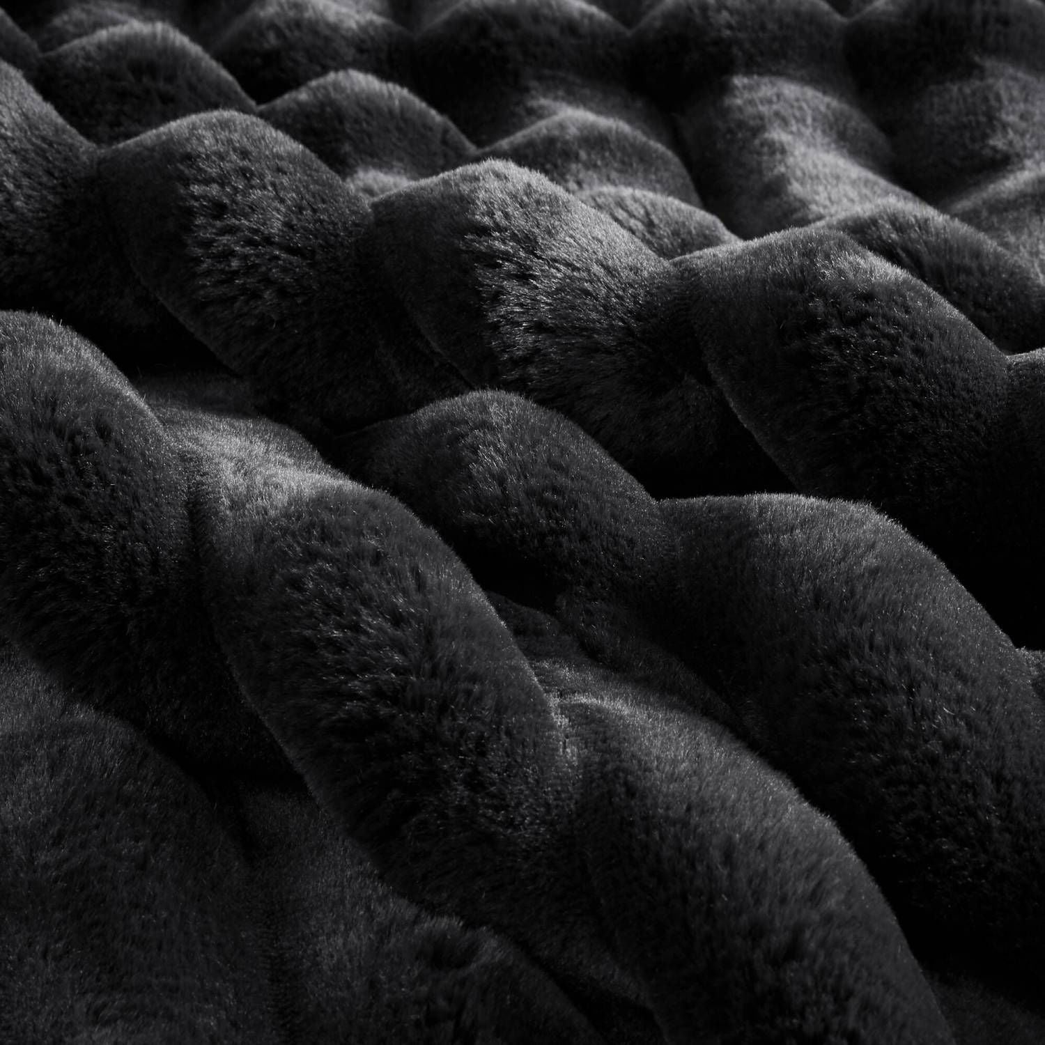 3 PCS King Ultrasoft Faux Fur Ribbed Comforter Set Black - Love All Things Home