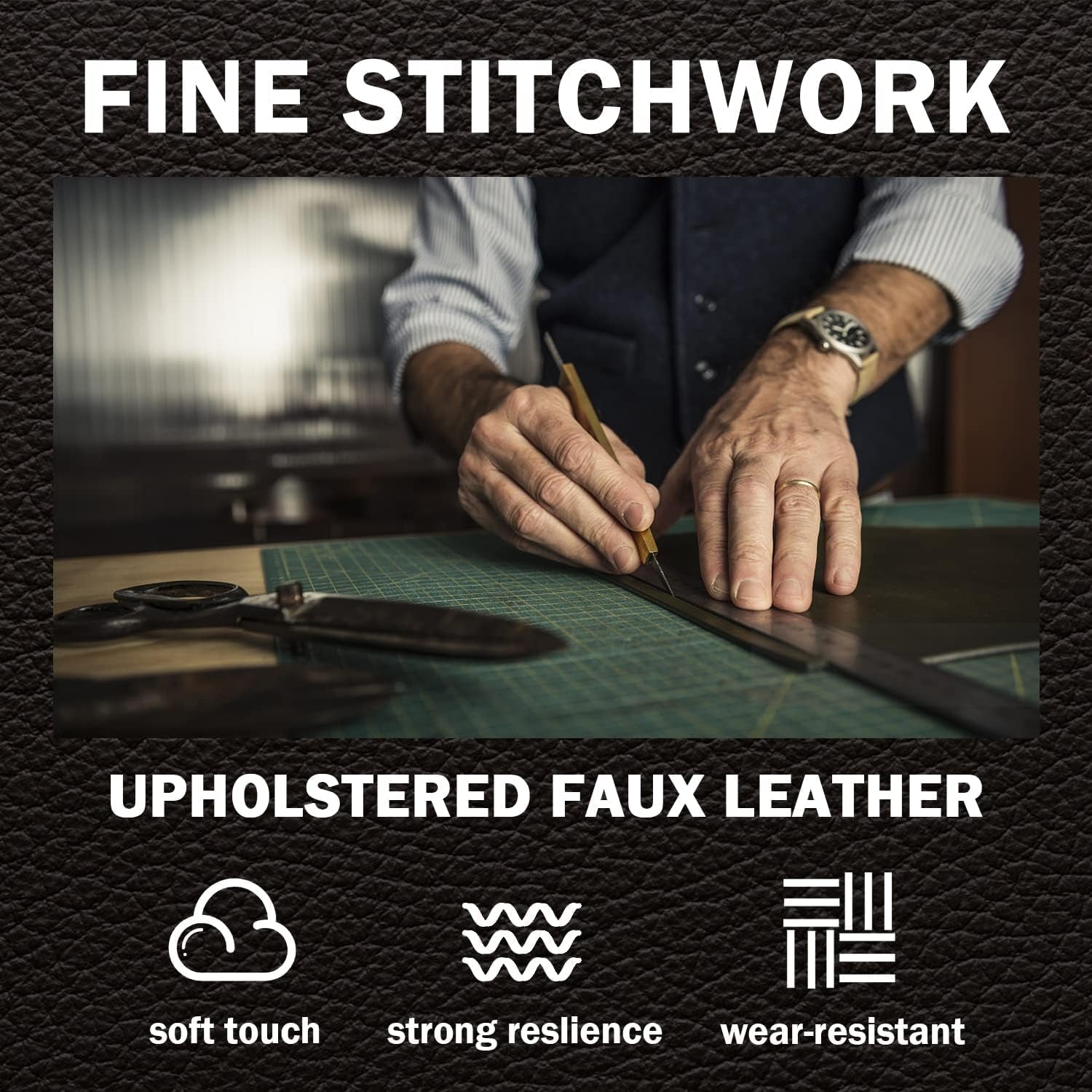 4EVER WINNER King Size Bed Frame with Adjustable Headboard Faux Leather Platform Bed, Black- Love All Things Home