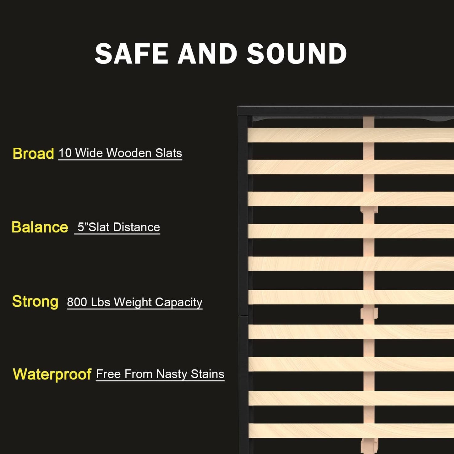 4EVER WINNER King Size Bed Frame with Adjustable Headboard Faux Leather Platform Bed, Black- Love All Things Home