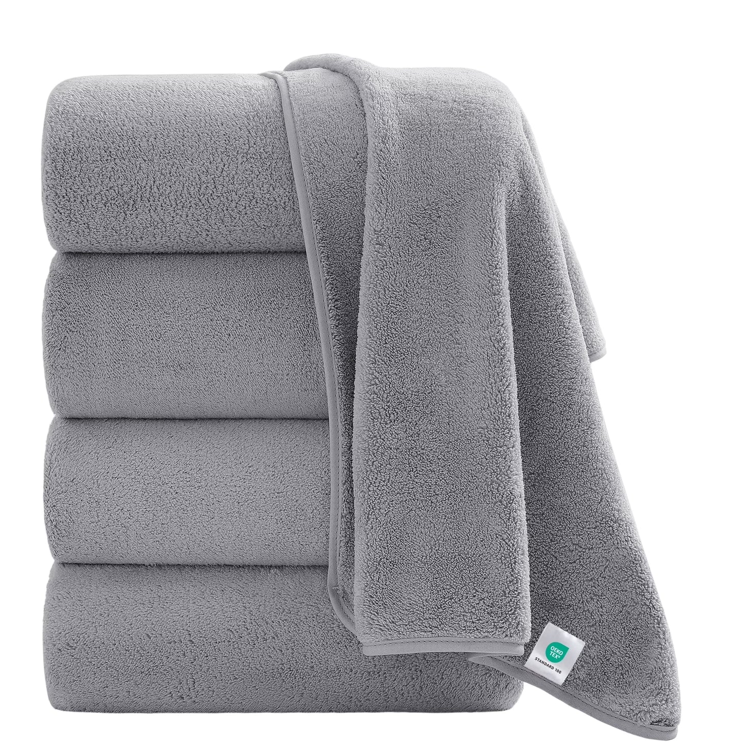 4 Pack Oversized Bath Sheet Towels 700 GSM Ultra Soft Light Gray Bath Towel Set - Love All Things Home