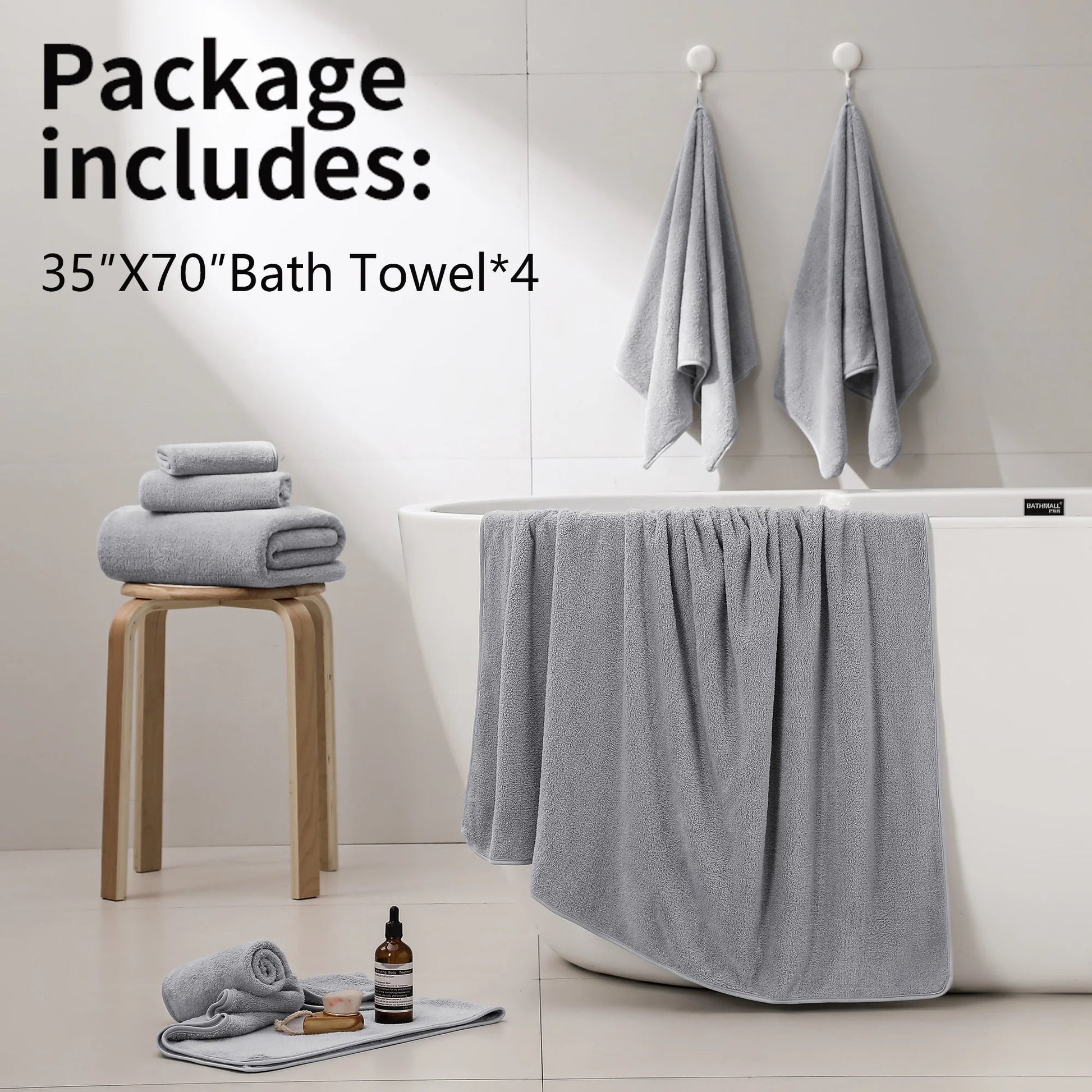 4 Pack Oversized Bath Sheet Towels 700 GSM Ultra Soft Light Gray Bath Towel Set - Love All Things Home