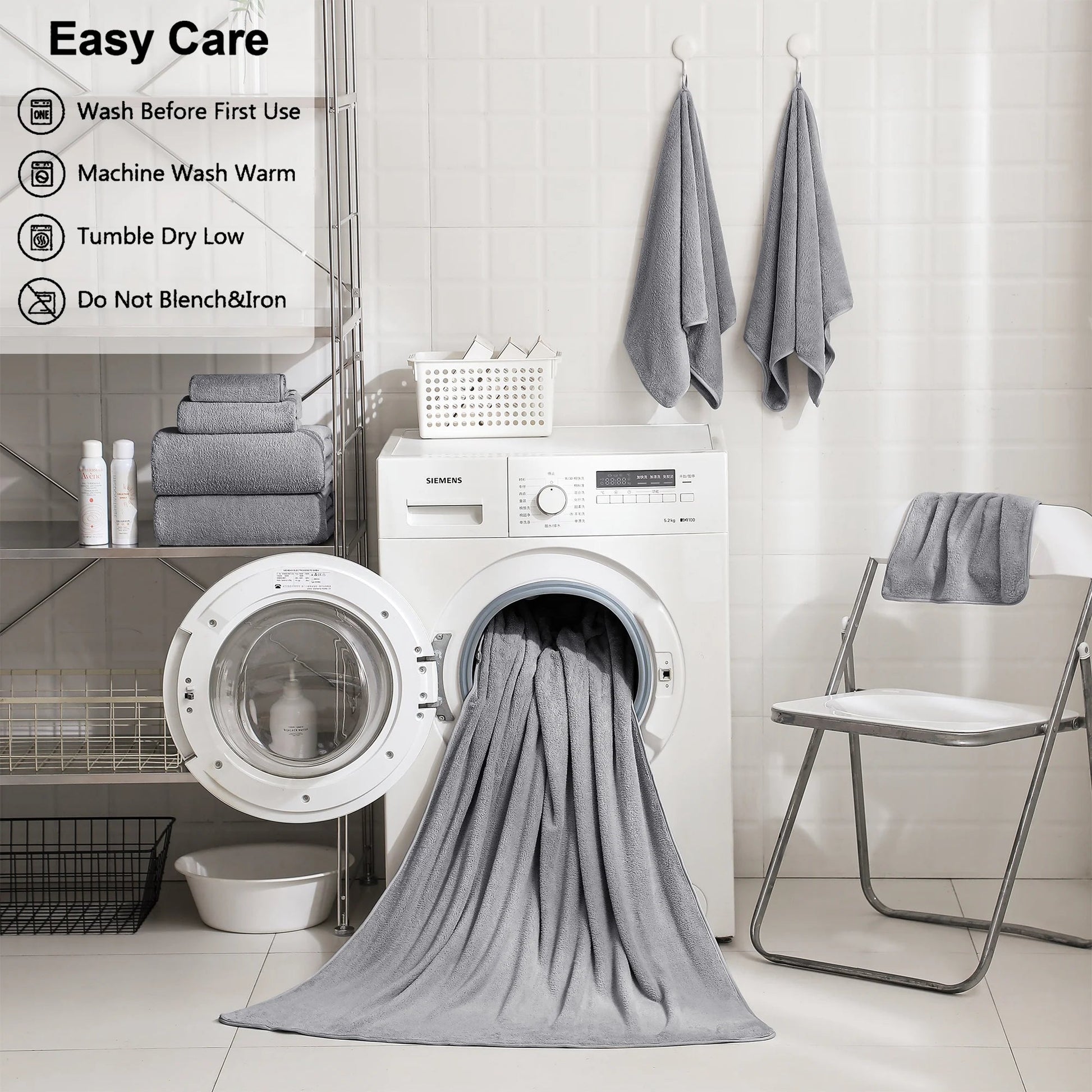 4 Pack Oversized Bath Sheet Towels 700 GSM Ultra Soft Light Gray Bath Towel Set - Love All Things Home