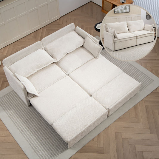 73.6inch Pull Out Sofa Bed,3 - in - 1 corduroy Convertible Sleeper Sofa Couch,Side Storage,and USB/C - TYPE Charging Ports Chair for Living Room,Bedroom,Apartment - Love All Things Home