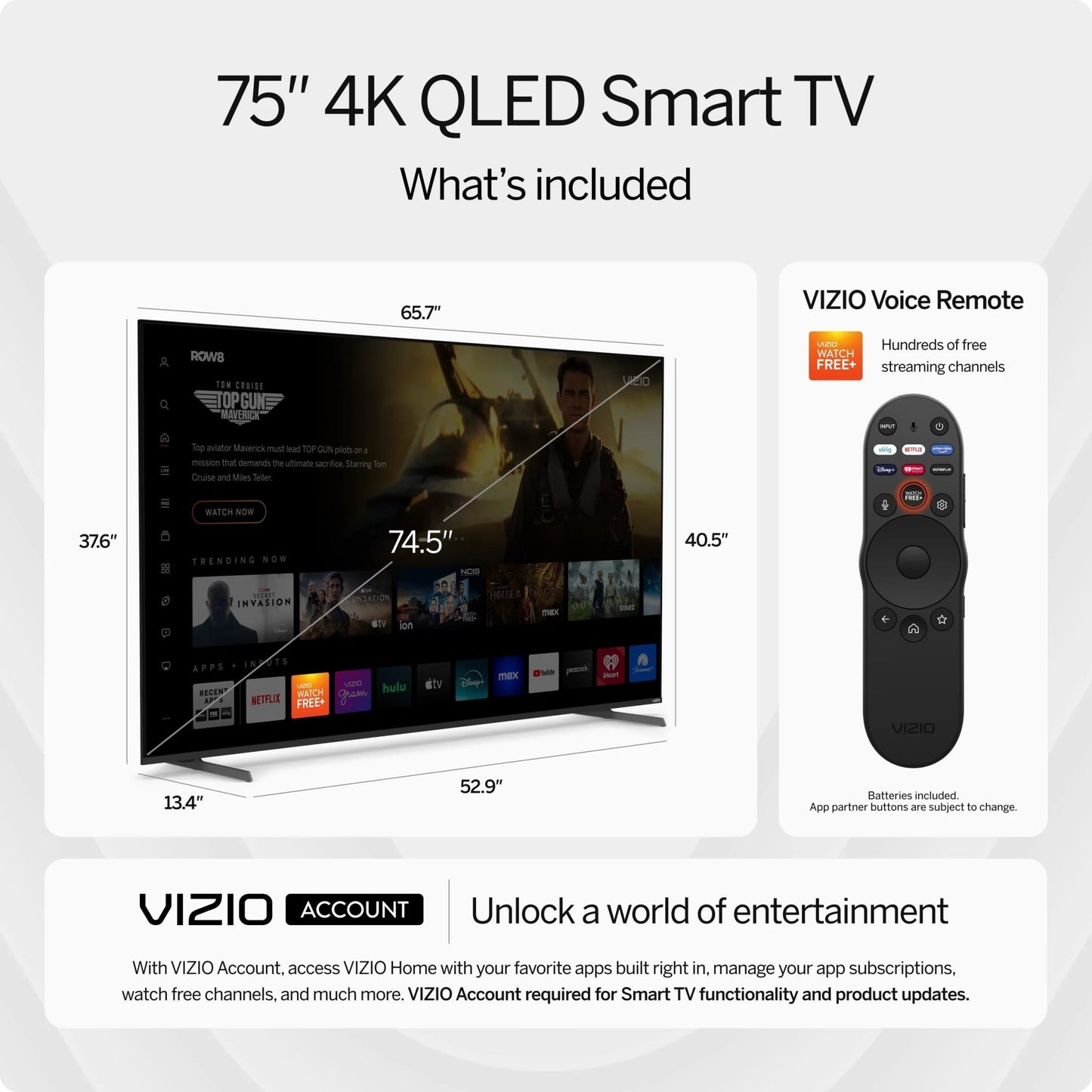 75" Class Quantum Pro 4K QLED HDR Smart TV (VQP75C - 84) - Love All Things Home