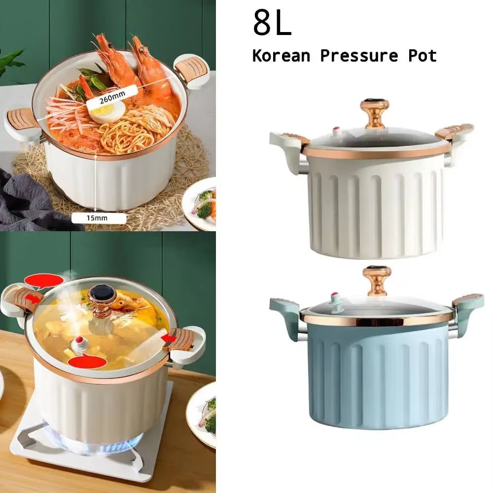 8L Enamel Micro Pressure Pot Korean Vacuum Non Stick Soup Pot Non Stick Soup Pot Multifunctional Double Ear Stewing Boiling Pot - Love All Things Home