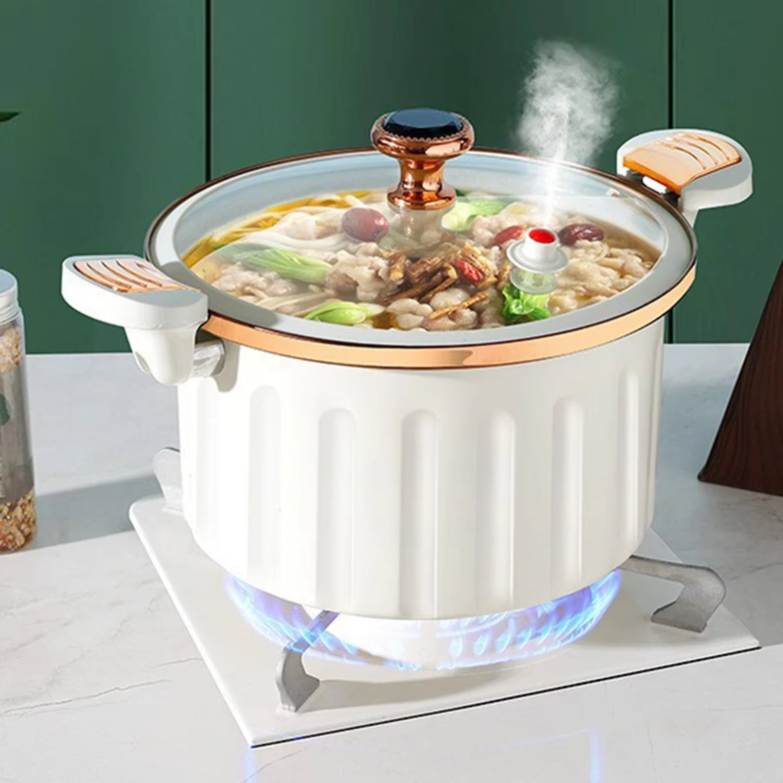 8L Enamel Micro Pressure Pot Korean Vacuum Non Stick Soup Pot Non Stick Soup Pot Multifunctional Double Ear Stewing Boiling Pot - Love All Things Home