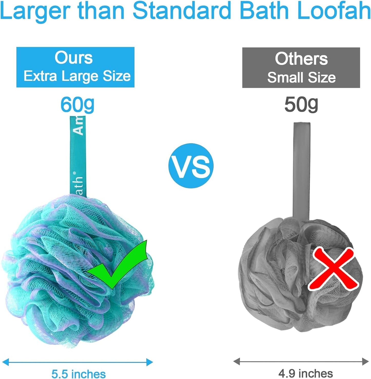 Amazerbath Loofah Sponge 60G/Piece, Exfoliating Bath Sponge Body Scrubber - Loofa Set of 4 Flower Color (Green - Purple) - Love All Things Home