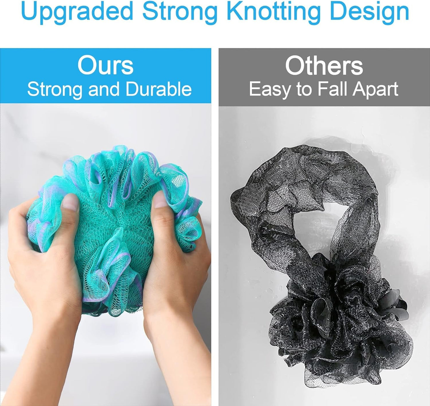 Amazerbath Loofah Sponge 60G/Piece, Exfoliating Bath Sponge Body Scrubber - Loofa Set of 4 Flower Color (Green - Purple) - Love All Things Home