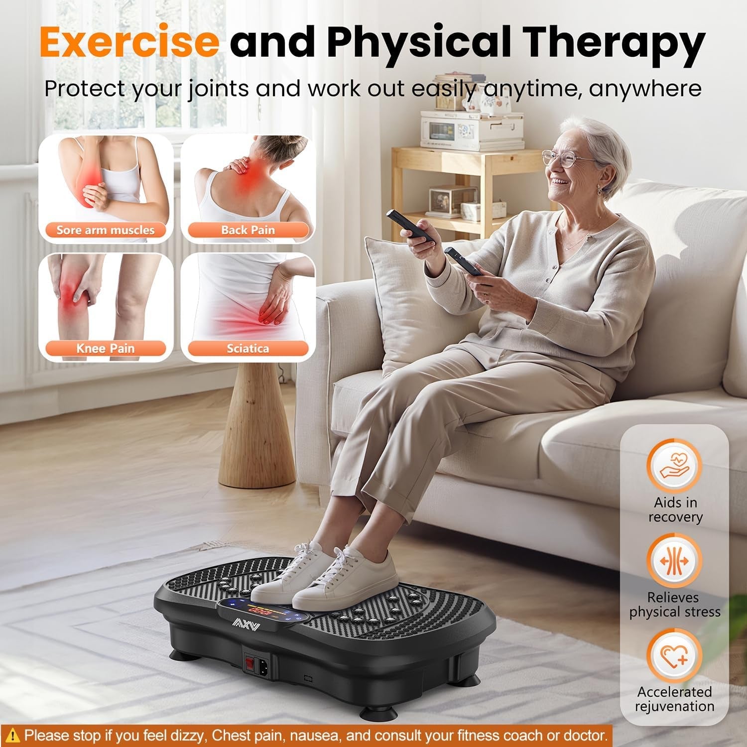 AXV Vibration Plate Fitness Platform Vibrating Full Body Shaker Workout Vibrate Stand Shake Board