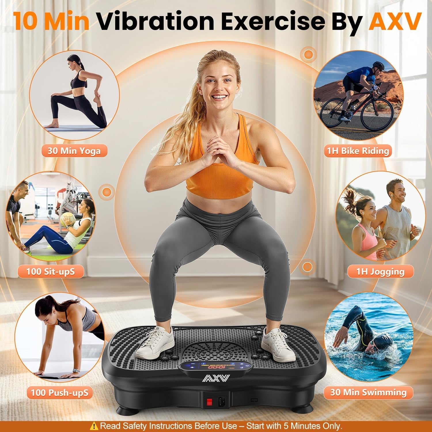 AXV Vibration Plate Fitness Platform Vibrating Full Body Shaker Workout Vibrate Stand Shake Board