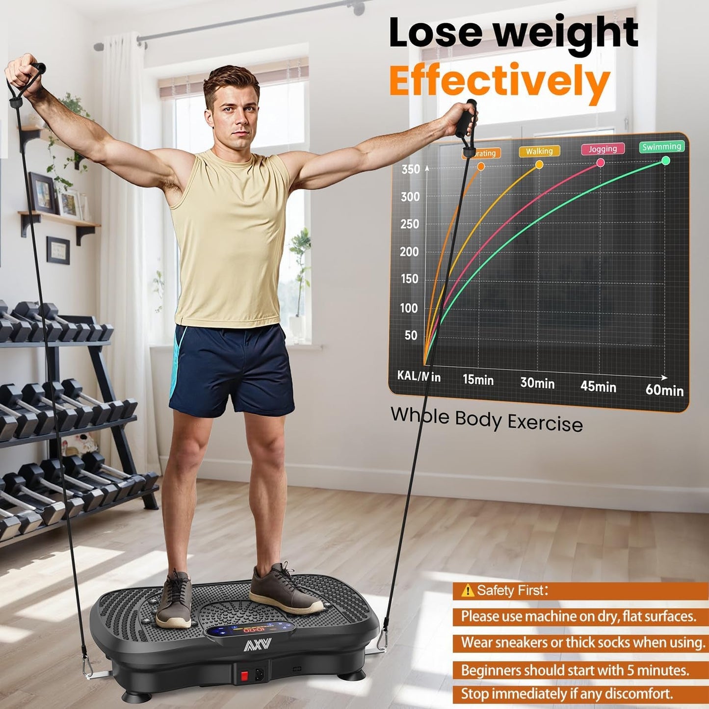 AXV Vibration Plate Fitness Platform Vibrating Full Body Shaker Workout Vibrate Stand Shake Board