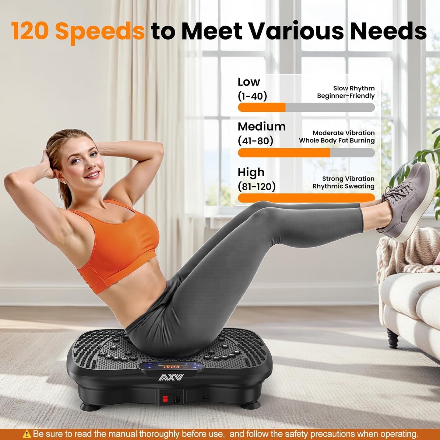AXV Vibration Plate Fitness Platform Vibrating Full Body Shaker Workout Vibrate Stand Shake Board