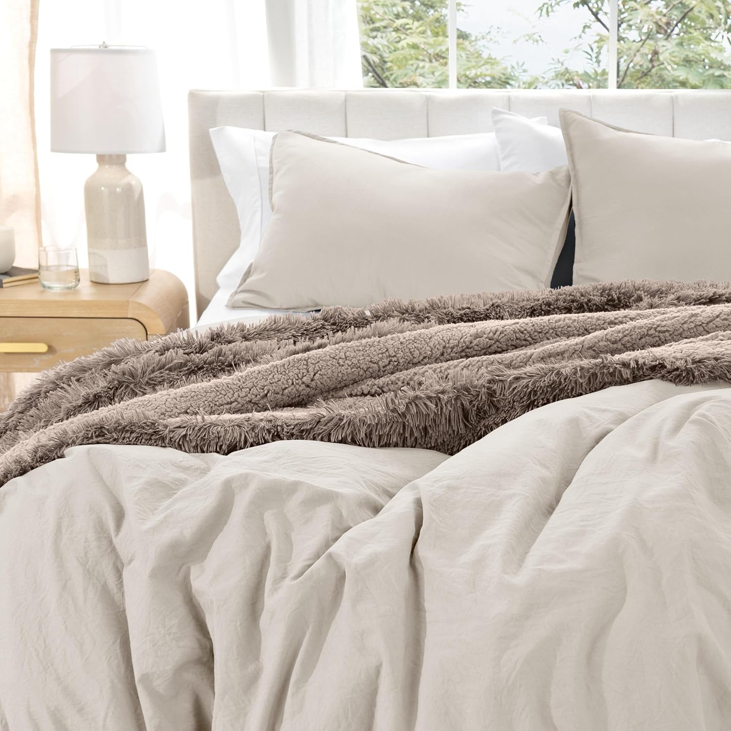 Bare Home Microfiber Duvet Cover Set Ultra Soft Washed Microfiber - Twin/Twin Extra Long - Fog