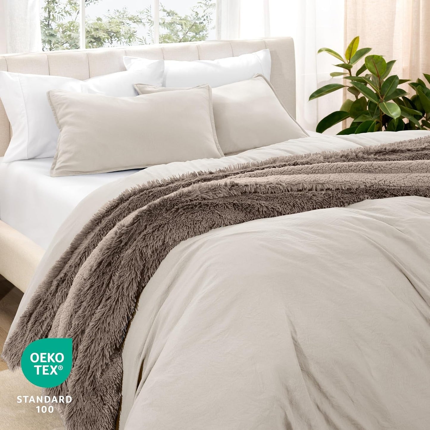 Bare Home Microfiber Duvet Cover Set Ultra Soft Washed Microfiber - Twin/Twin Extra Long - Fog