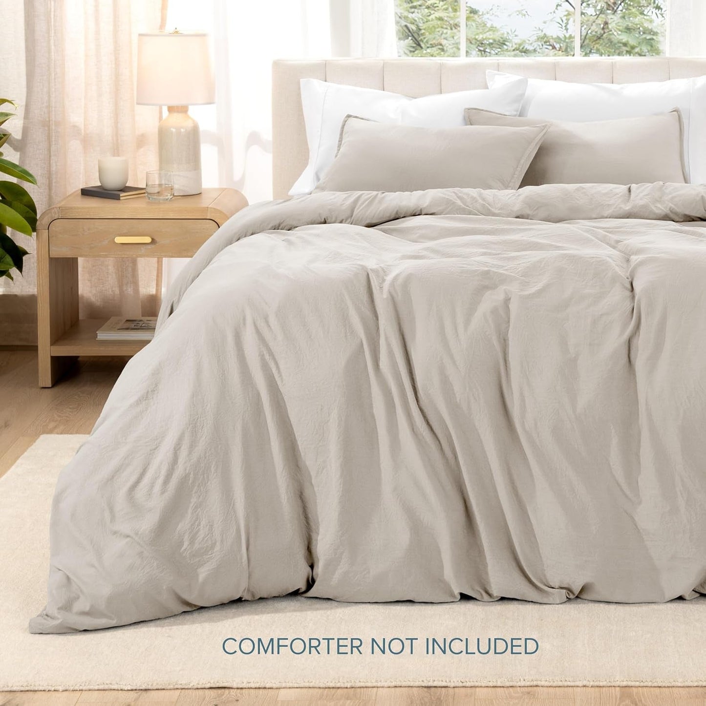 Bare Home Microfiber Duvet Cover Set Ultra Soft Washed Microfiber - Twin/Twin Extra Long - Fog