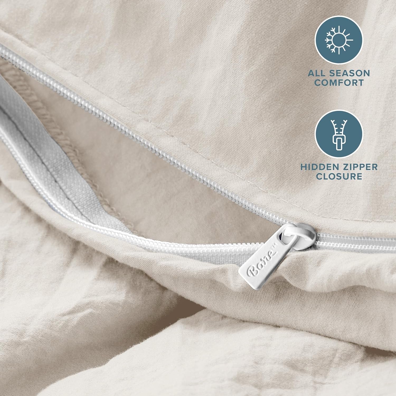 Bare Home Microfiber Duvet Cover Set Ultra Soft Washed Microfiber - Twin/Twin Extra Long - Fog