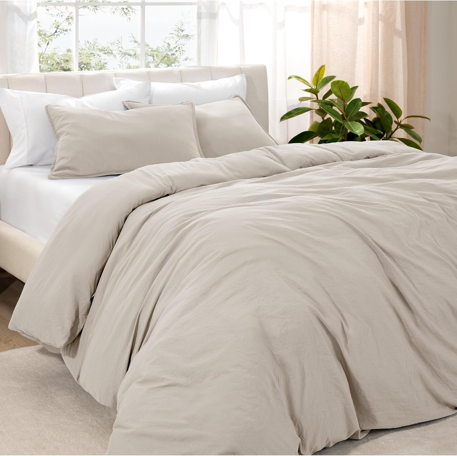 Bare Home Microfiber Duvet Cover Set Ultra Soft Washed Microfiber - Twin/Twin Extra Long - Fog