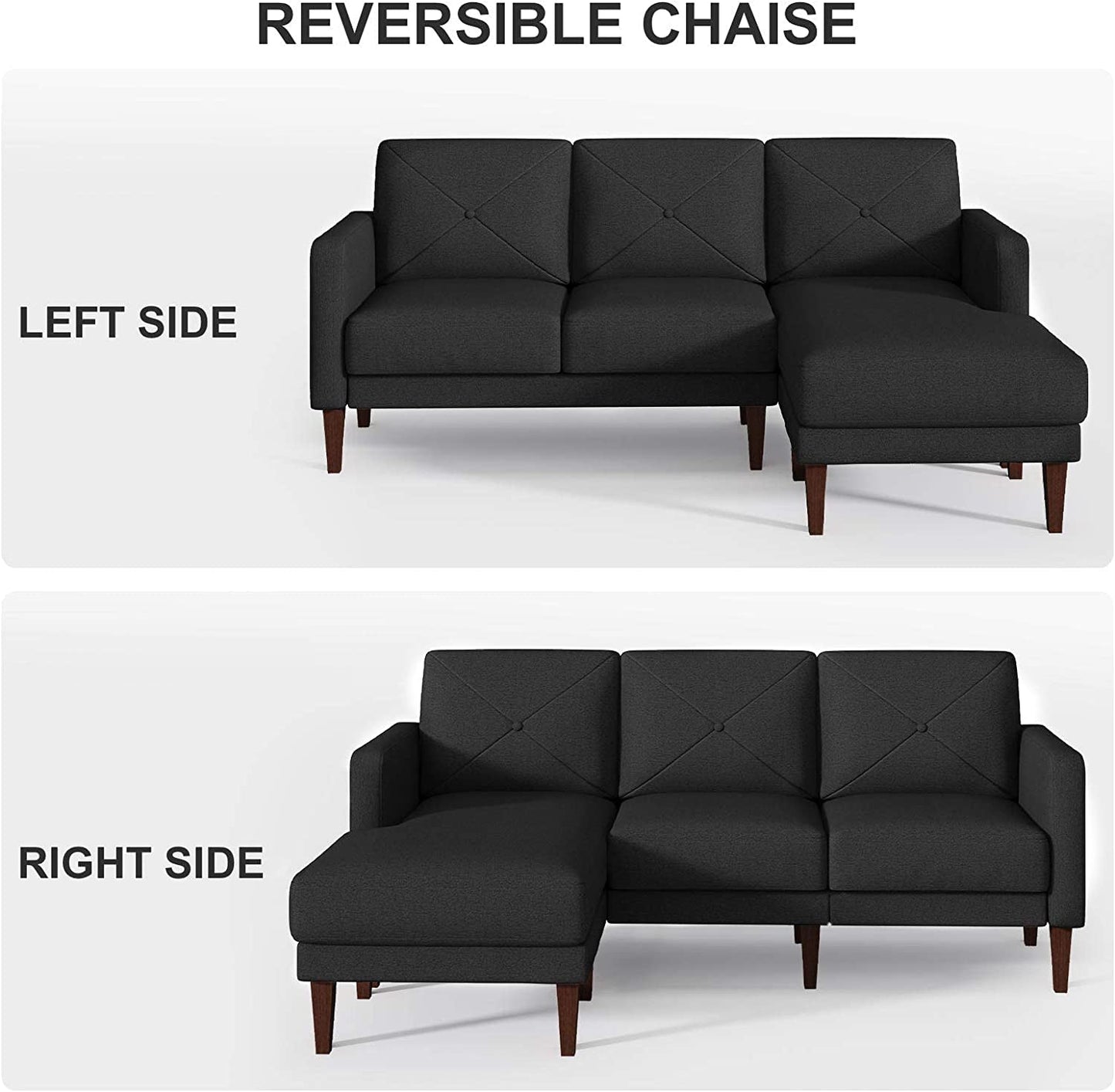 Belffin Convertible Sectional L Shaped Sofa with Chaise - Dark Grey - Love All Things Home