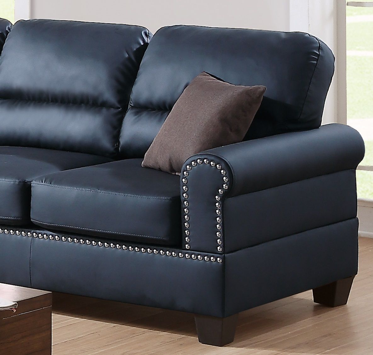 Black Bonded Leather 2pc Sofa Set Sofa And Loveseat Living Room Furniture - Love All Things Home