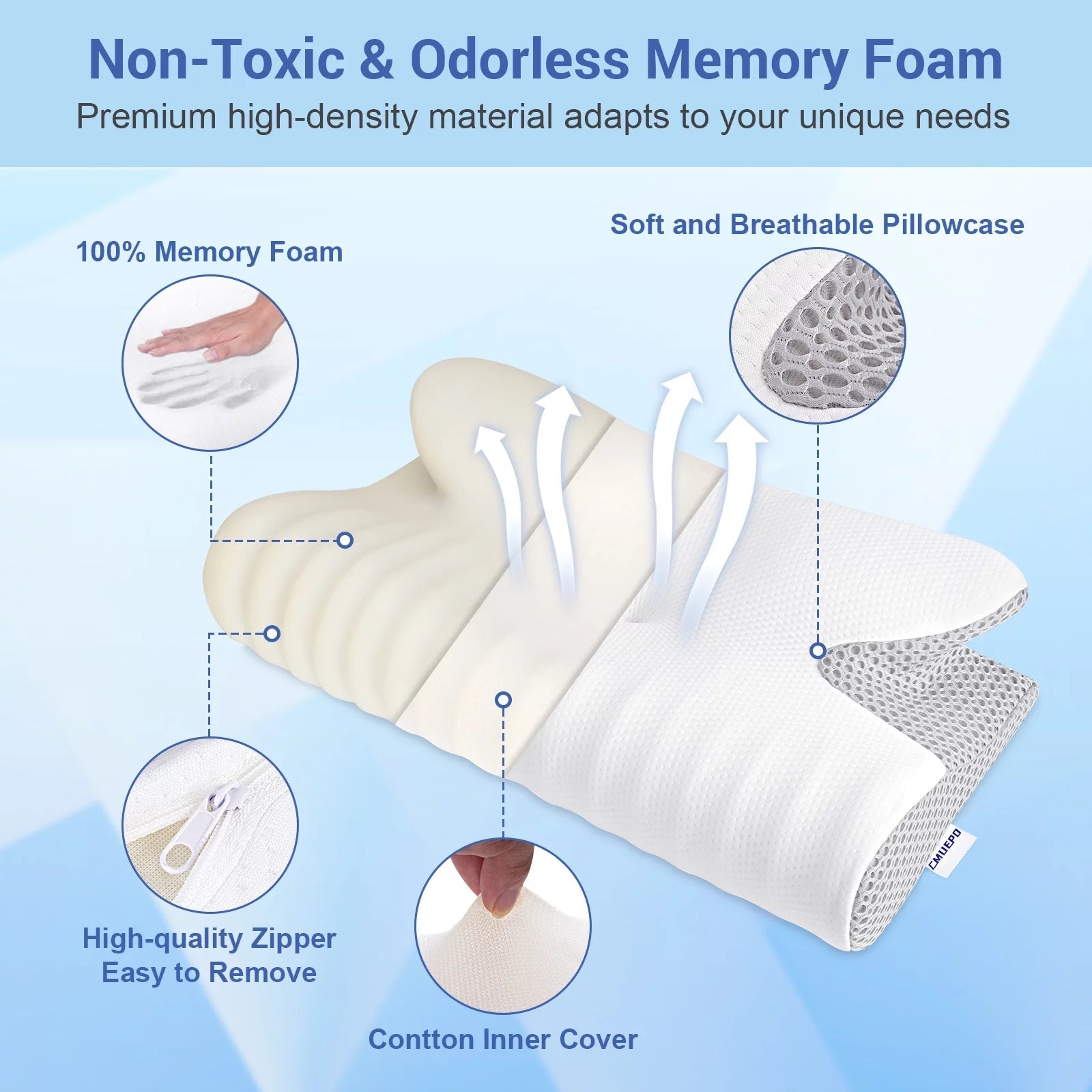 Cervical Neck Pillow for Pain Relief Sleeping, Memory Foam Pillow, White - Love All Things Home