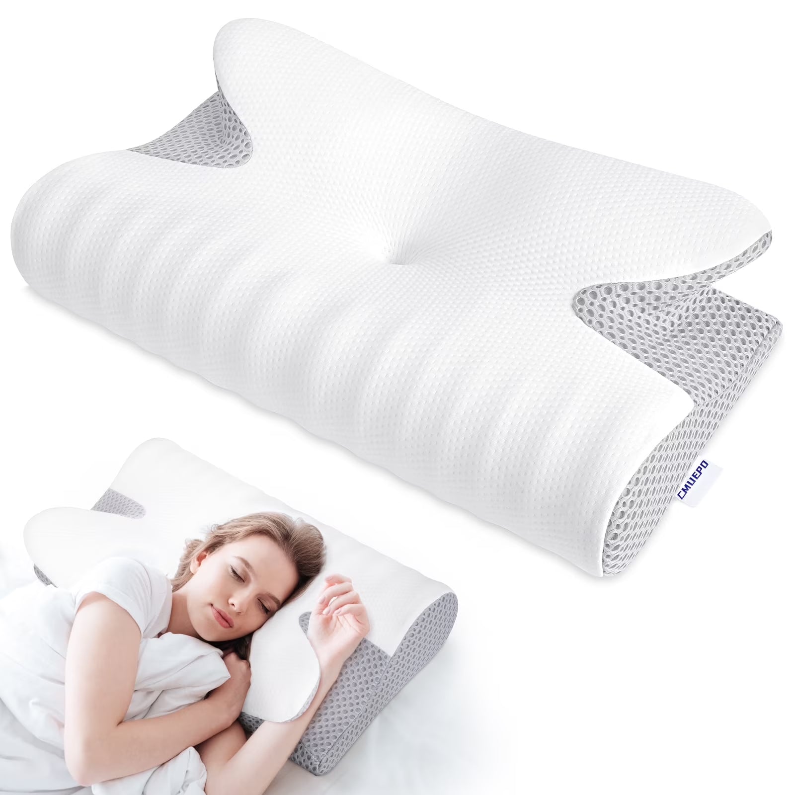 Cervical Neck Pillow for Pain Relief Sleeping, Memory Foam Pillow, White - Love All Things Home