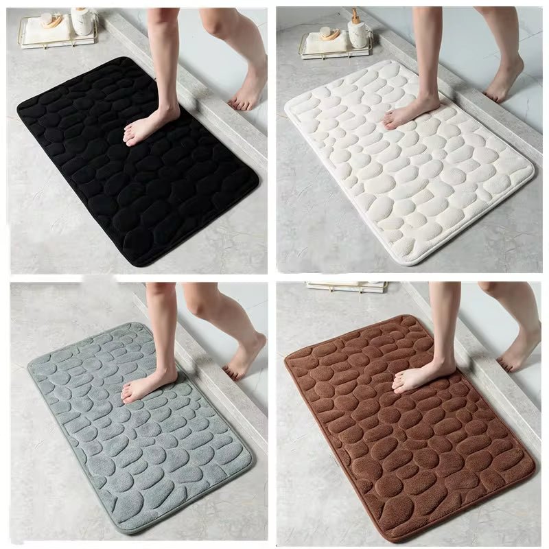 Cobblestone Embossed Bathroom Bath Mat Non - Slip Carpets in Wash Basin Bathtub Side Shower Room Floor Rug Doormat Memory Foam Pad - Love All Things Home