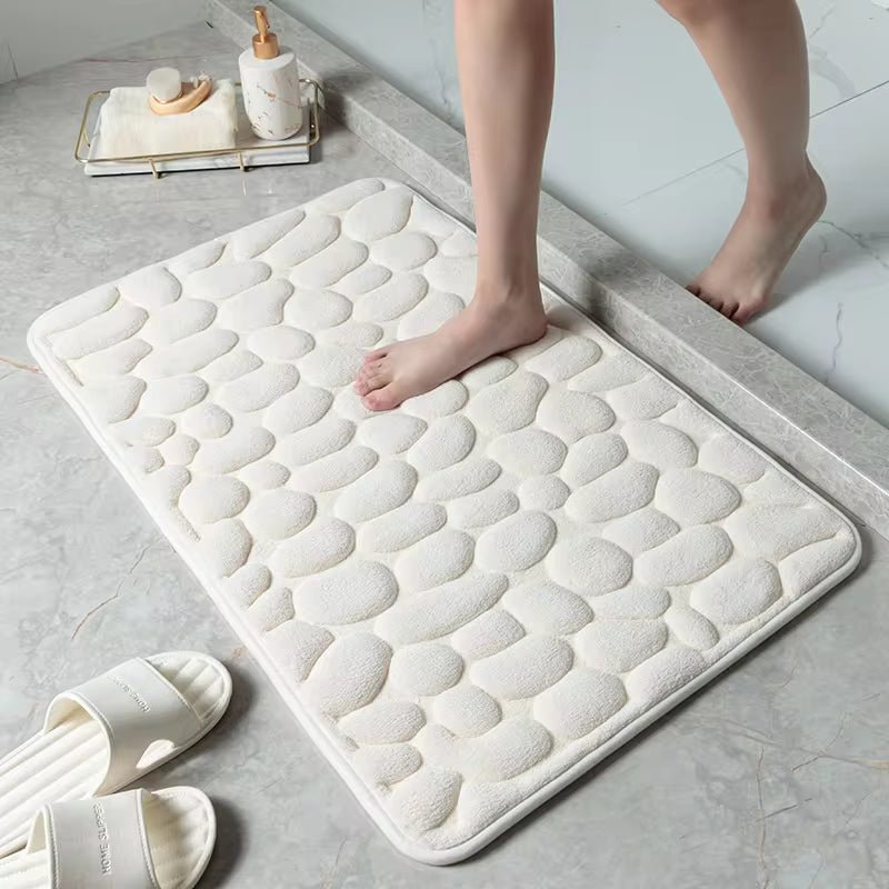Cobblestone Embossed Bathroom Bath Mat Non - Slip Carpets in Wash Basin Bathtub Side Shower Room Floor Rug Doormat Memory Foam Pad - Love All Things Home