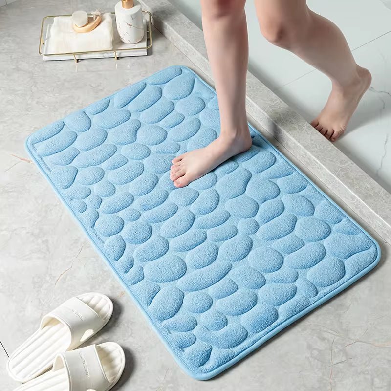 Cobblestone Embossed Bathroom Bath Mat Non - Slip Carpets in Wash Basin Bathtub Side Shower Room Floor Rug Doormat Memory Foam Pad - Love All Things Home