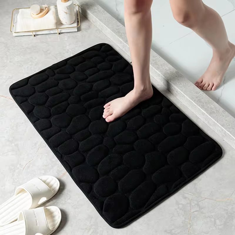 Cobblestone Embossed Bathroom Bath Mat Non - Slip Carpets in Wash Basin Bathtub Side Shower Room Floor Rug Doormat Memory Foam Pad - Love All Things Home