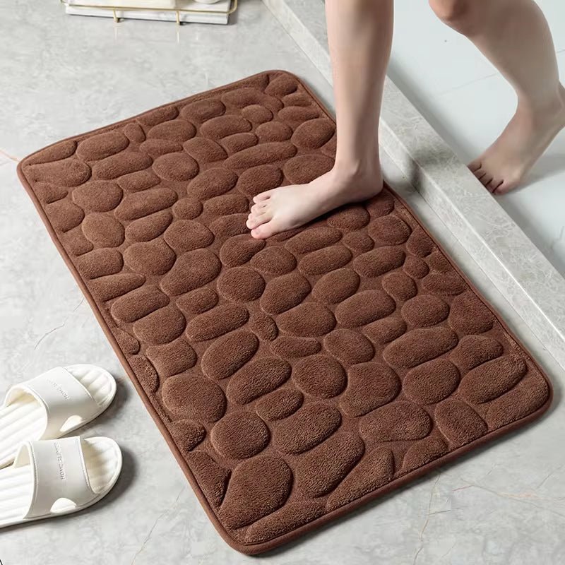 Cobblestone Embossed Bathroom Bath Mat Non - Slip Carpets in Wash Basin Bathtub Side Shower Room Floor Rug Doormat Memory Foam Pad - Love All Things Home