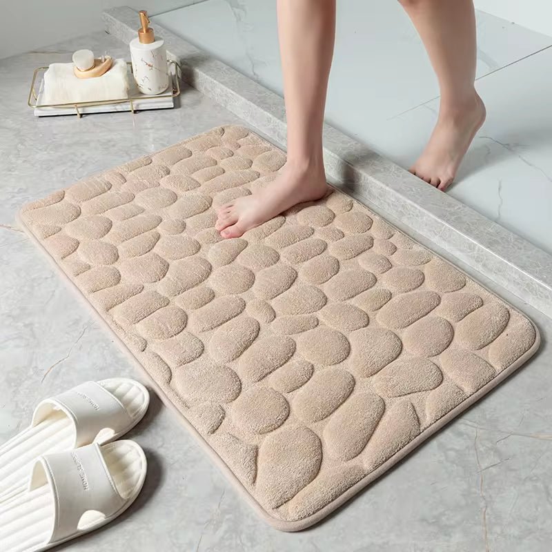 Cobblestone Embossed Bathroom Bath Mat Non - Slip Carpets in Wash Basin Bathtub Side Shower Room Floor Rug Doormat Memory Foam Pad - Love All Things Home