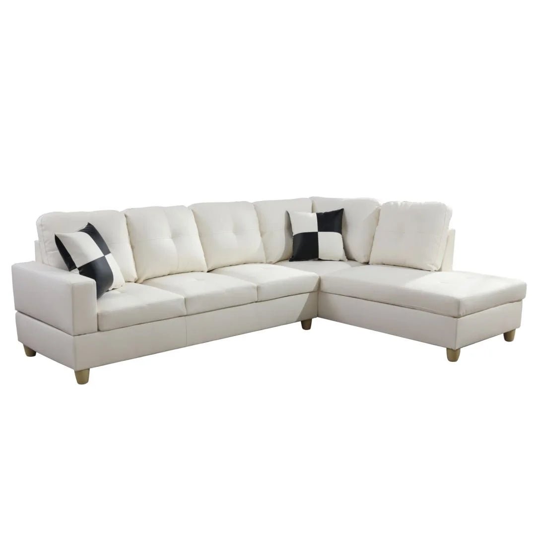 Convertible Sectional Sofa, L Shaped Couch for Small Space Living Room, White(Without Ottoman) - Love All Things Home