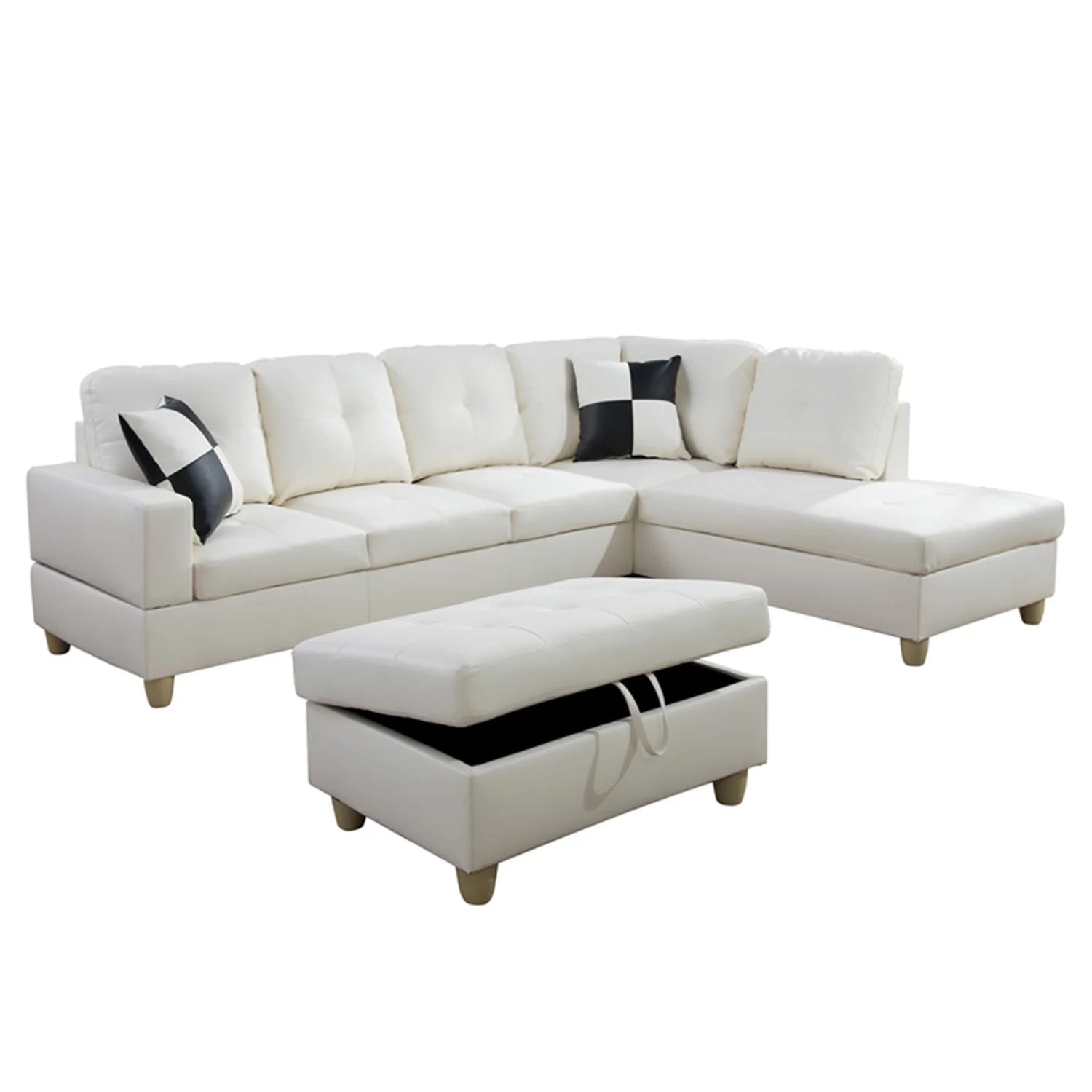 Convertible Sectional Sofa, L Shaped Couch for Small Space Living Room, White(Without Ottoman) - Love All Things Home