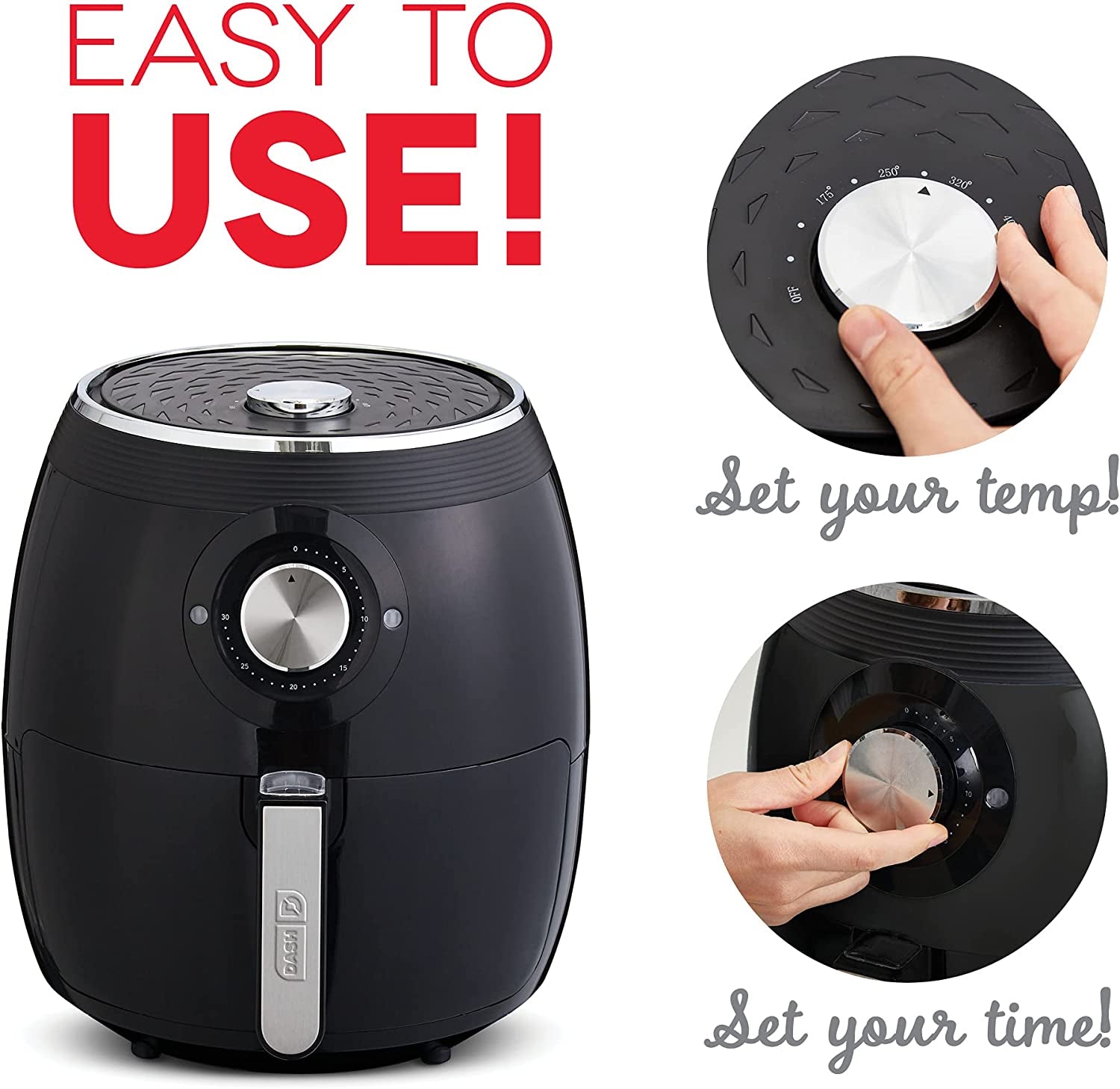 DASH Deluxe Electric Air Fryer + Oven Cooker with Temp Control, Non - Stick 6 Quart - Black - Love All Things Home