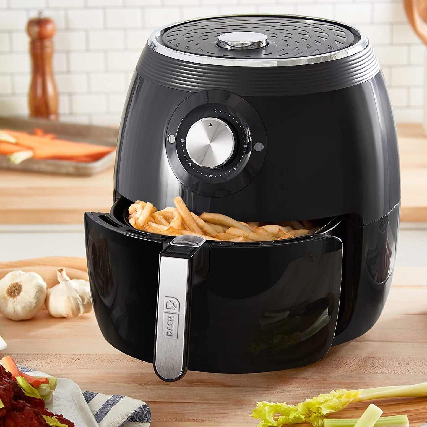 DASH Deluxe Electric Air Fryer + Oven Cooker with Temp Control, Non - Stick 6 Quart - Black - Love All Things Home