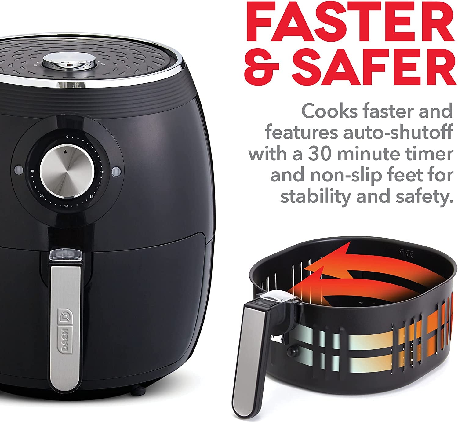 DASH Deluxe Electric Air Fryer + Oven Cooker with Temp Control, Non - Stick 6 Quart - Black - Love All Things Home